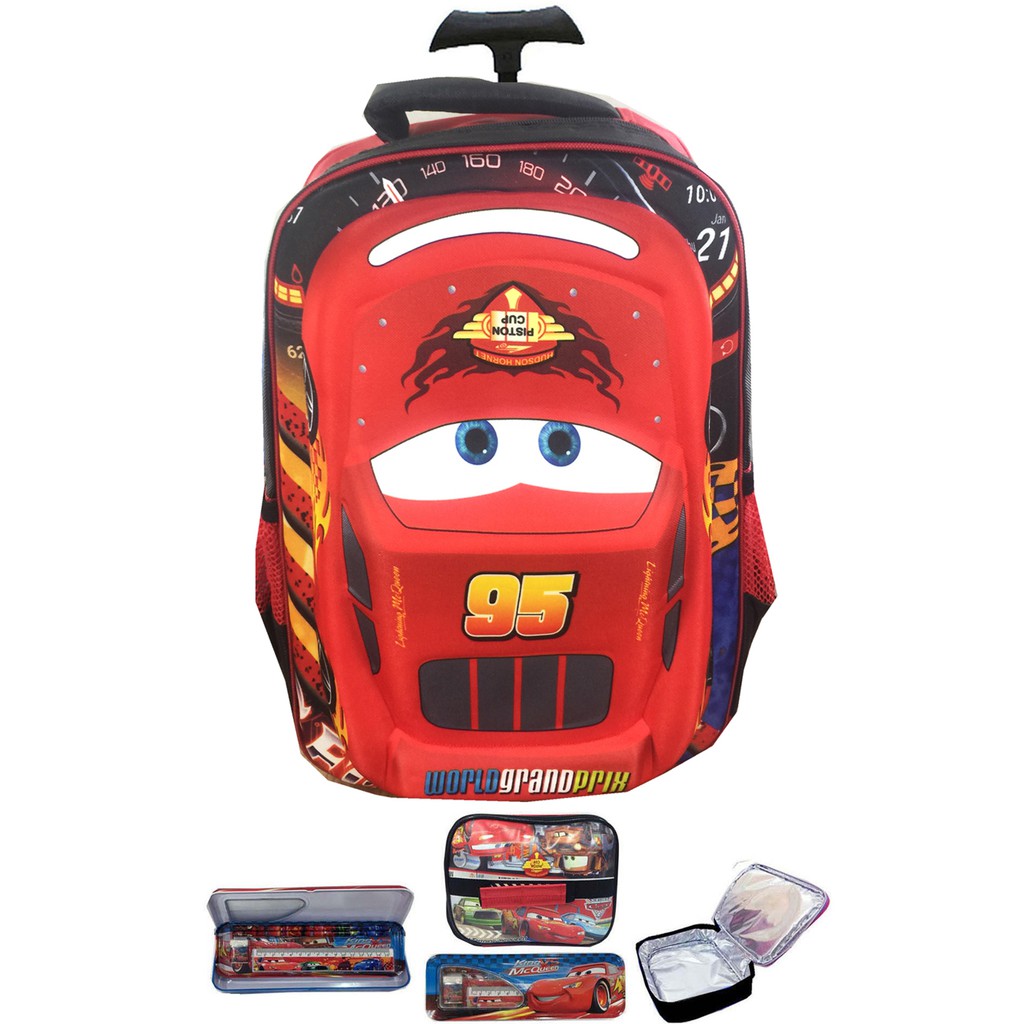 Tas Troley Sekolah Anak SD Cars 3D Timbul Hard Cover LBKP