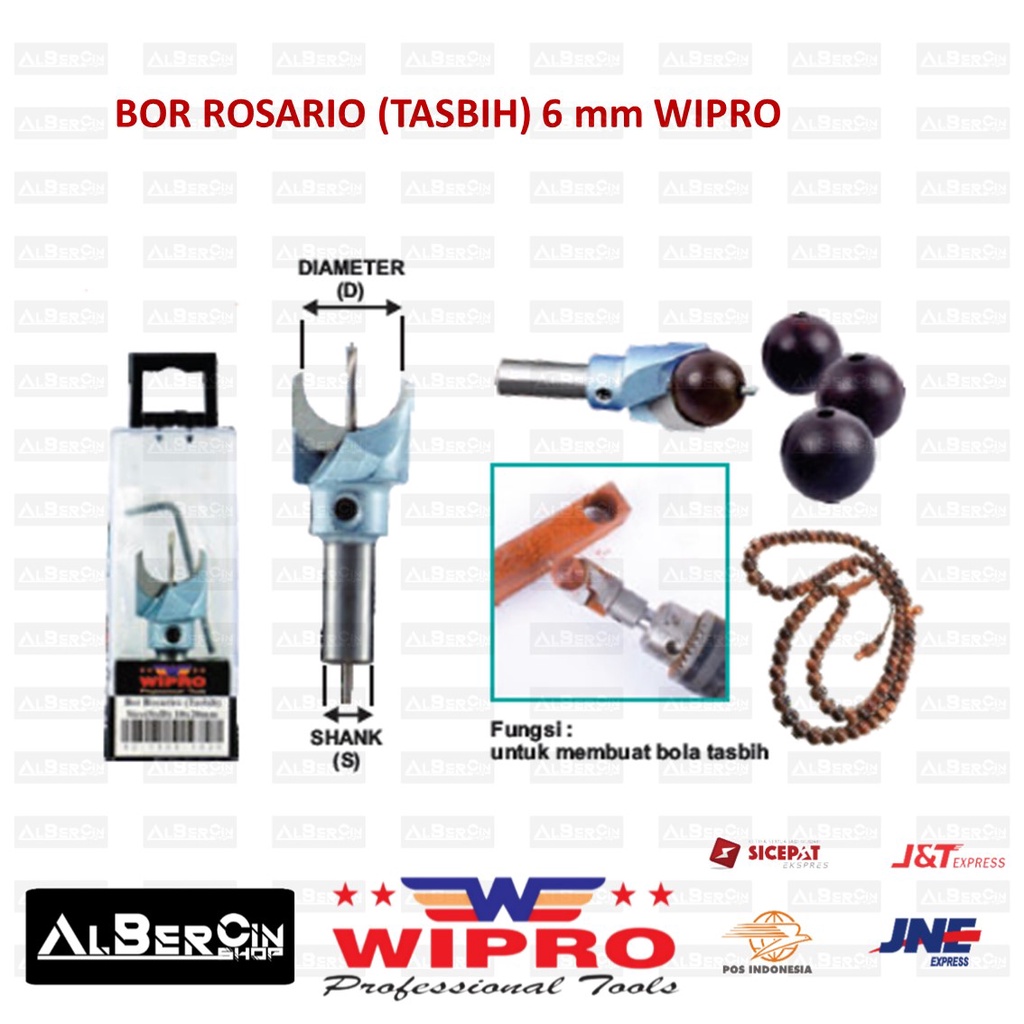 Mata Bor Rosario Tasbih 6m 6 mm Wipro 10x6