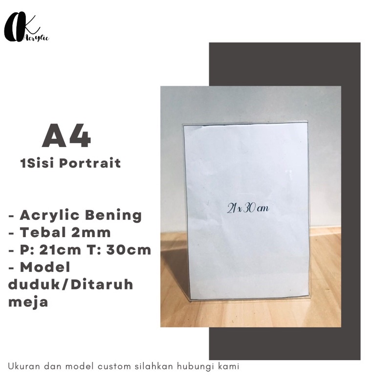 

Brosur Display 1 Sisi Ukuran A4 Portrait / Tent Holder / Akrilik Display