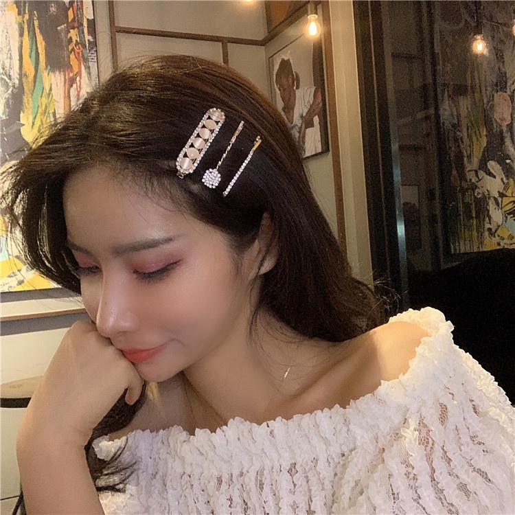 3pcs / Set Jepit Rambut Hias Berlian Untuk Wanita