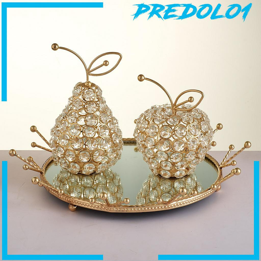 [PREDOLO1] 3D Cut Crystal Rhinestone Apple Pear Ornament Home Wedding Desk Decor Gift
