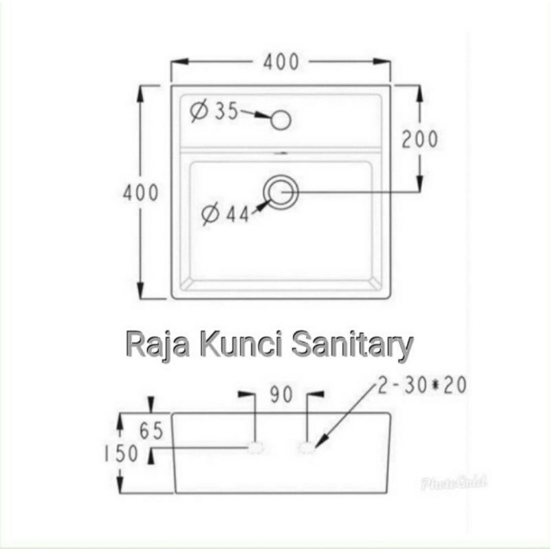 Wastafel Sericite 2050 Kotak (Complete Set)