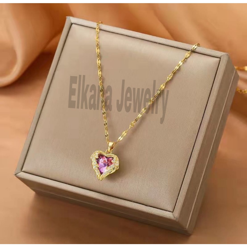 TITANIUM KALUNG LOVERS STYLE KOREA SUPER BERKELAS PERHIASAN ANTI KARAT&amp;ANTI LUNTUR