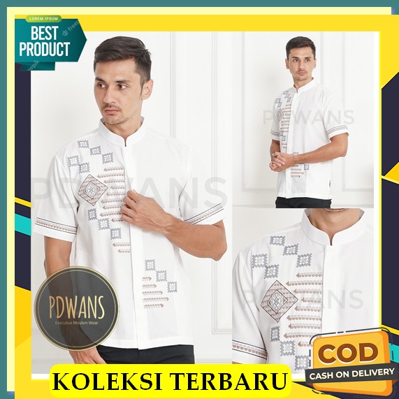 Baju Koko Bordir Lengan Panjang Katun Taisil Hasgradini Koko Dewasa Lengan Panjang Motif Tanduk Rusa