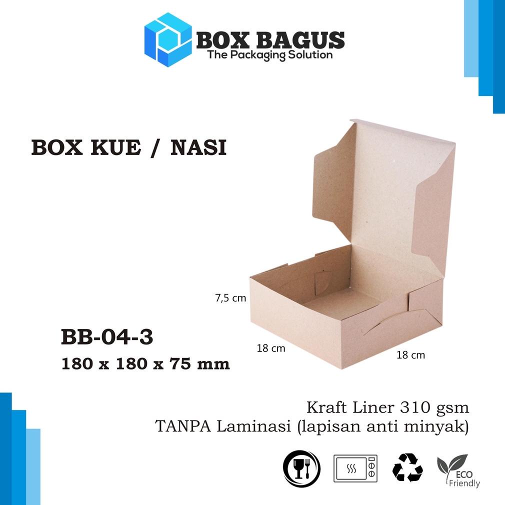 

BOX DUS KARDUS KOTAK MAKANAN NASI ROTI KUE SNACK 18x18x7,5 cm KRAFT 310 gsm