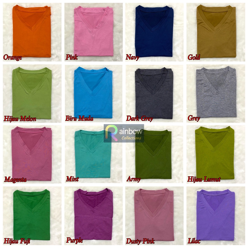 V-NECK Lengan Panjang /Kaos Oblong Polos Basic  / Kaos Polos / t-shirt / Atasan Pakaian Wanita murah