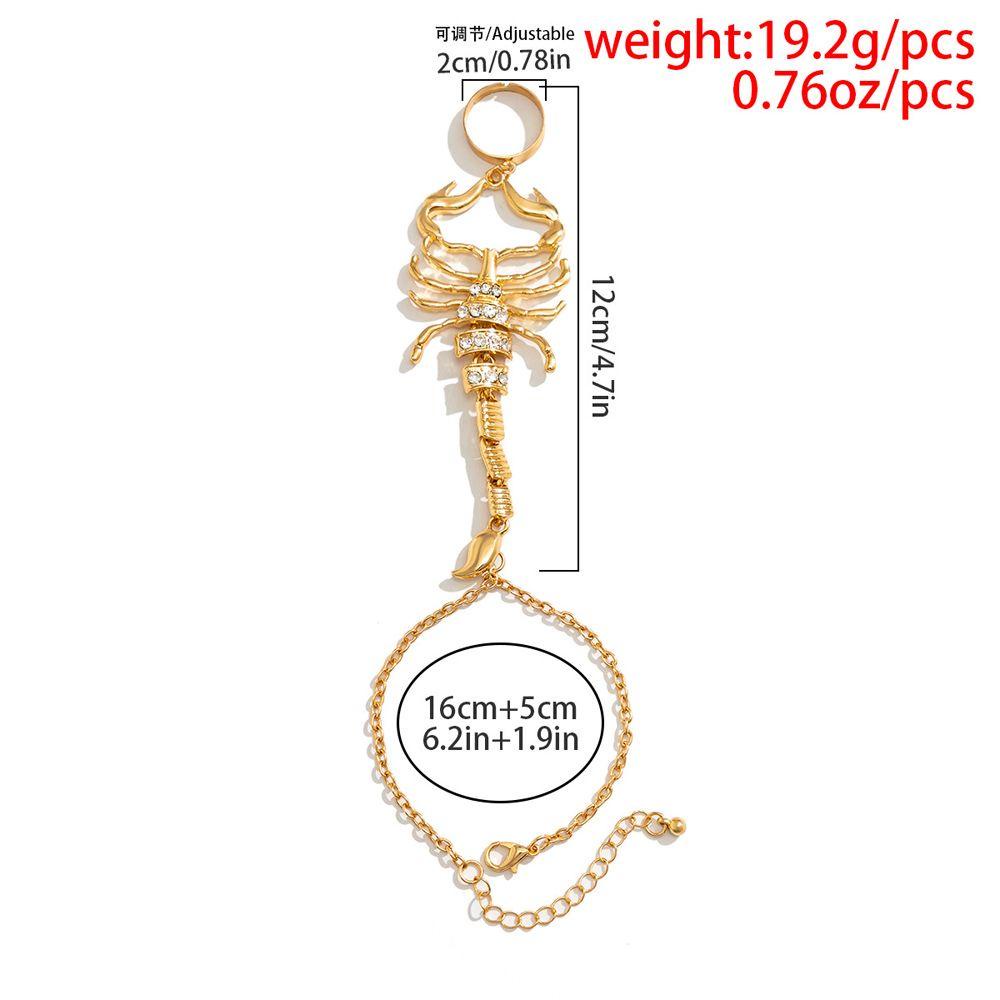 NEEDWAY Gelang Dengan Cincin Daily Minority Double Rings Punk Masa Kini Perhiasan Tangan Aksesoris Wanita Lengan Rantai