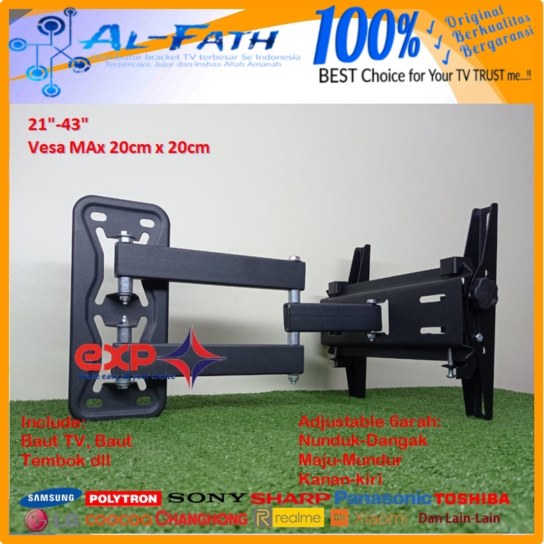 Bracket TV XIAOMI 14 s/d 43 inch 6 ARAH FULL BESI SUPER KOKOH GARANSI 100% ORI