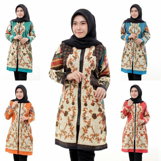 ATASAN BATIK  WANITA TUNIK  ZIPPER  DEPAN  Shopee Indonesia