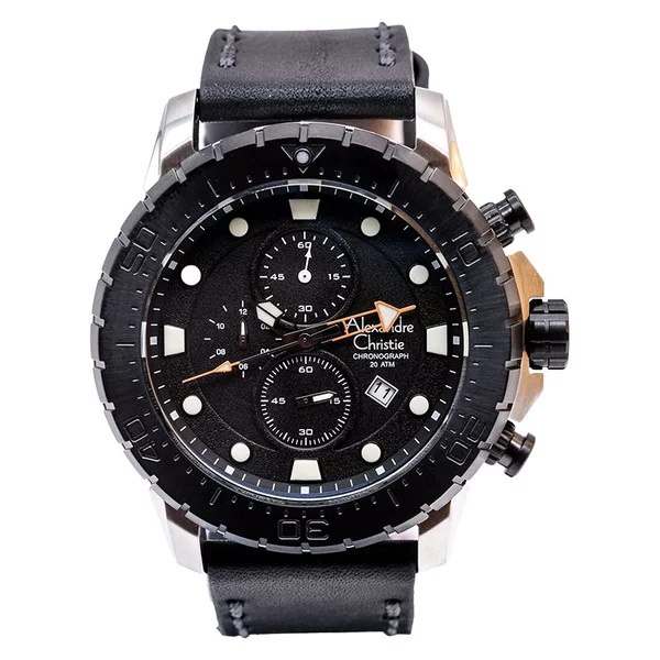 JAM TANGAN PRIA ALEXANDRE CHRISTIE AC6412 AC6412 MCLTBBA LEATHER STRAP