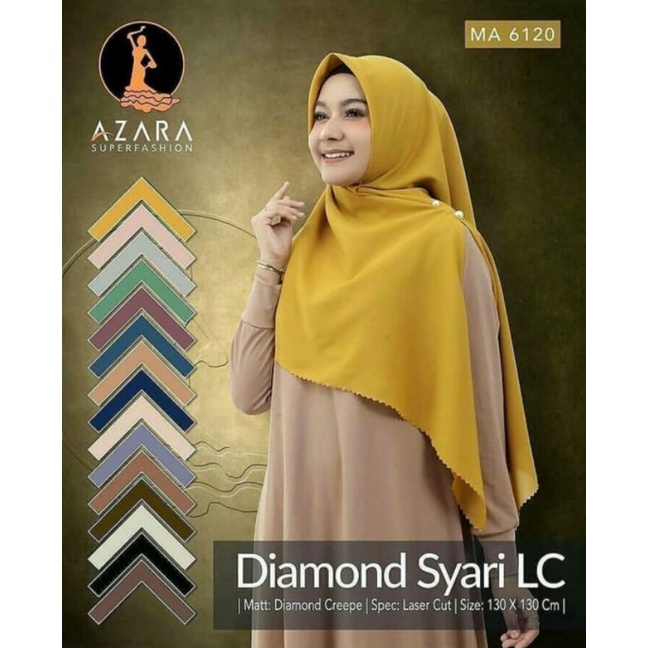 Hijab DIAMOND SYAR'I AZARA LC | SegiEmpat IMPORT SYAR'I JUMBO POLOS UKURAN 130 X 130 CM