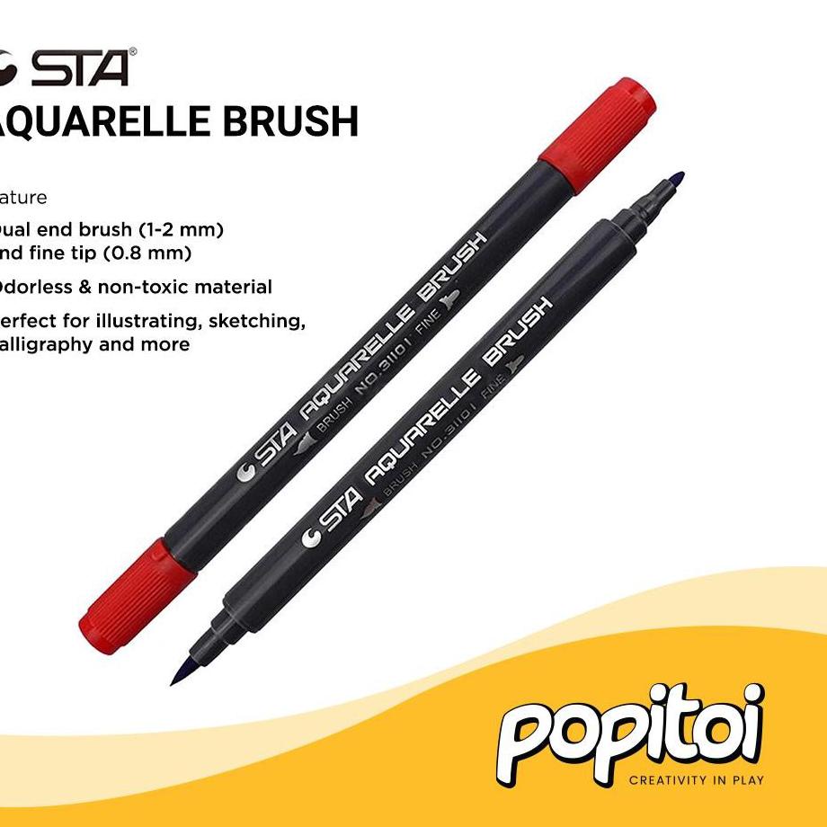 

STA Aquarelle Water Color Dual Tip Brush Pen non Joyko kuas cat air 향