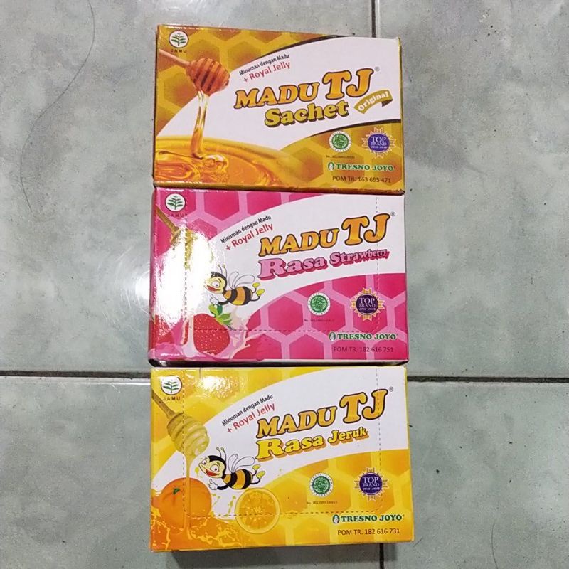

Madu TJ Jeruk,Original,Strawbery 1box isi 12 sachet