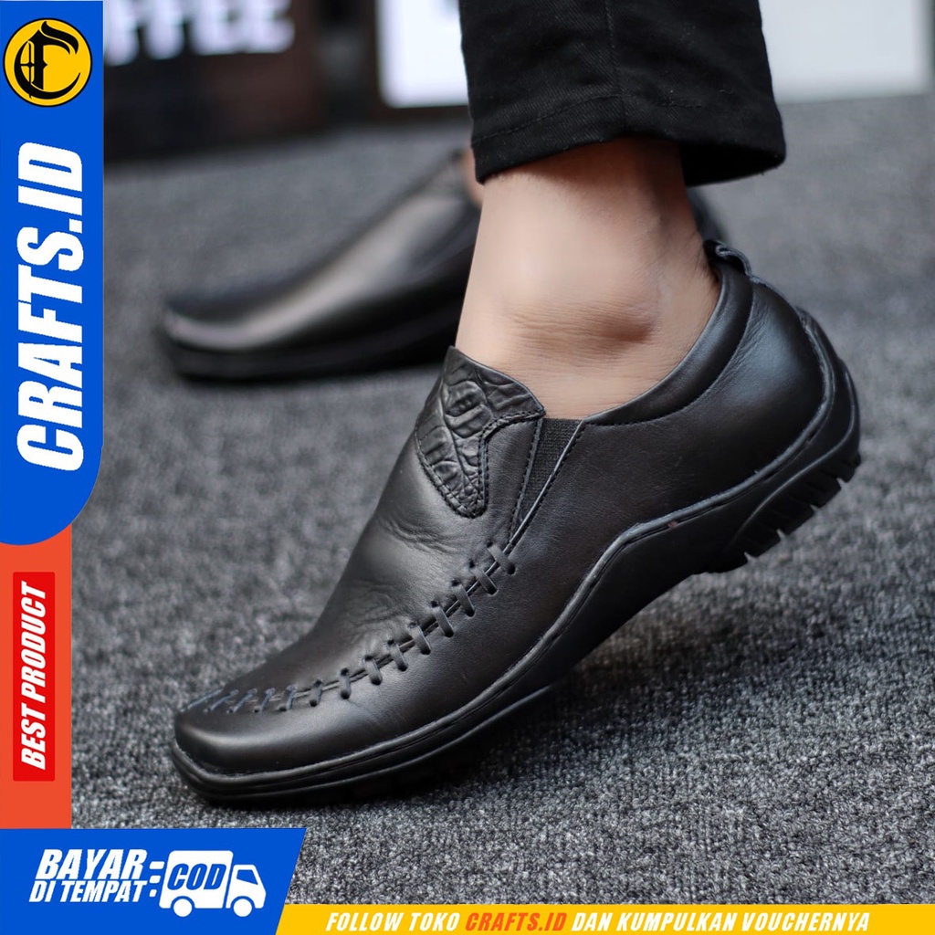 Crafts Gohan - Sepatu Kulit Casual Kerja Slip On Pria