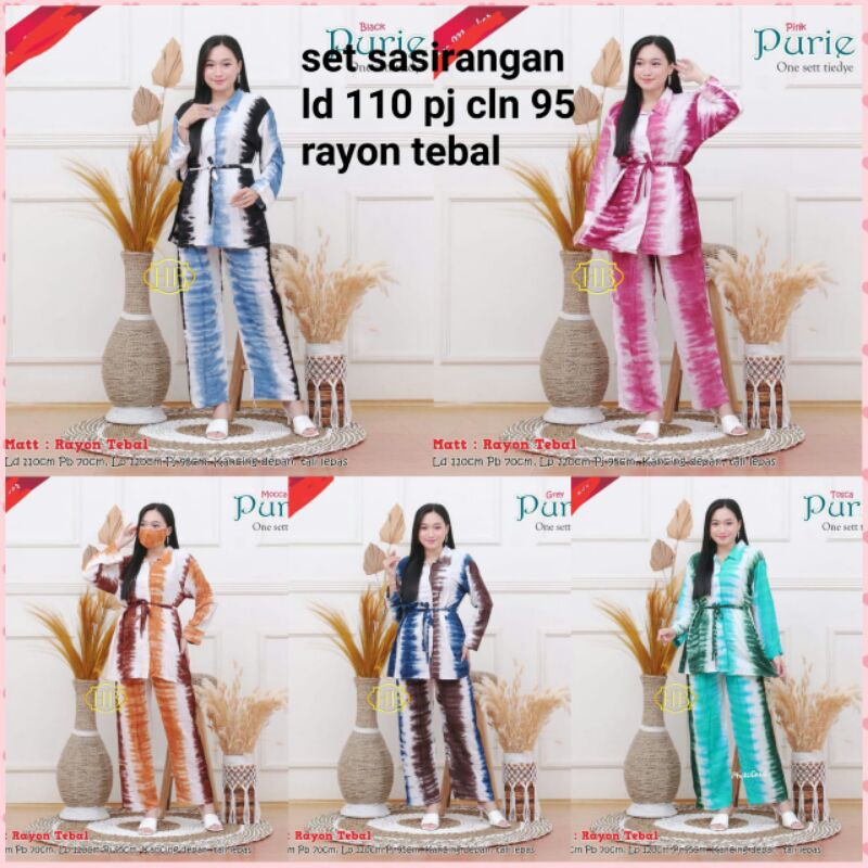 Set Piyama Sasirangan Tiedye Warna Pastel Cantik Soft Modern Baju Pajamas Wanita Fashion Hits Ootd