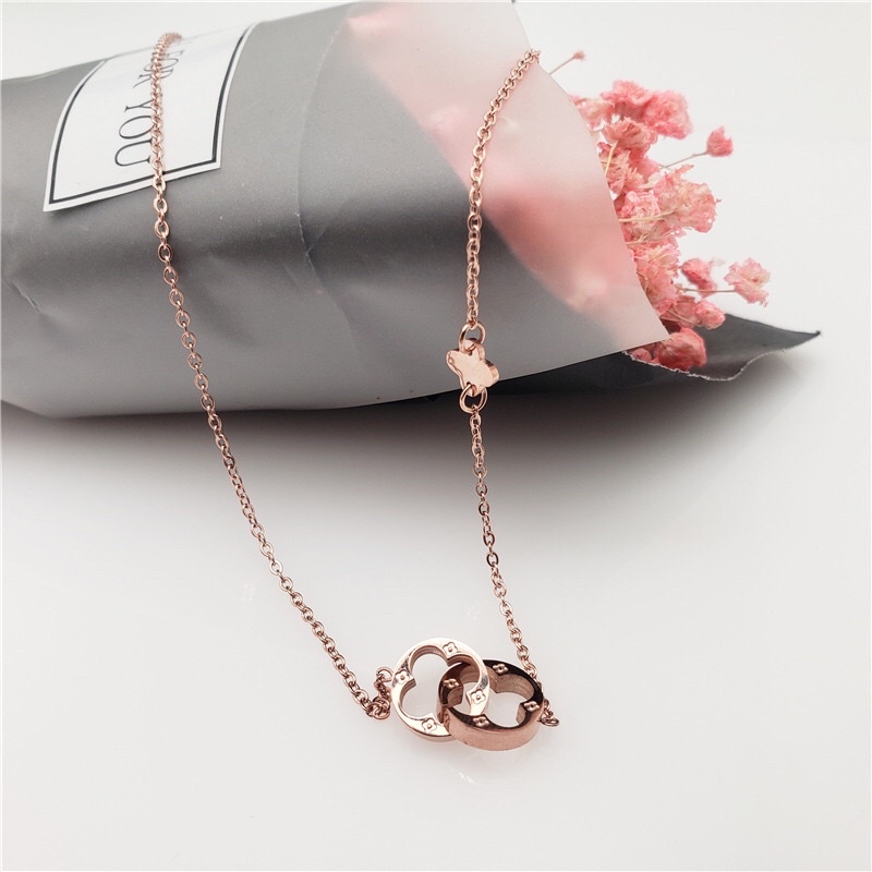 Kalung Titanium Lv Premium Korea Vintage Style Fashion