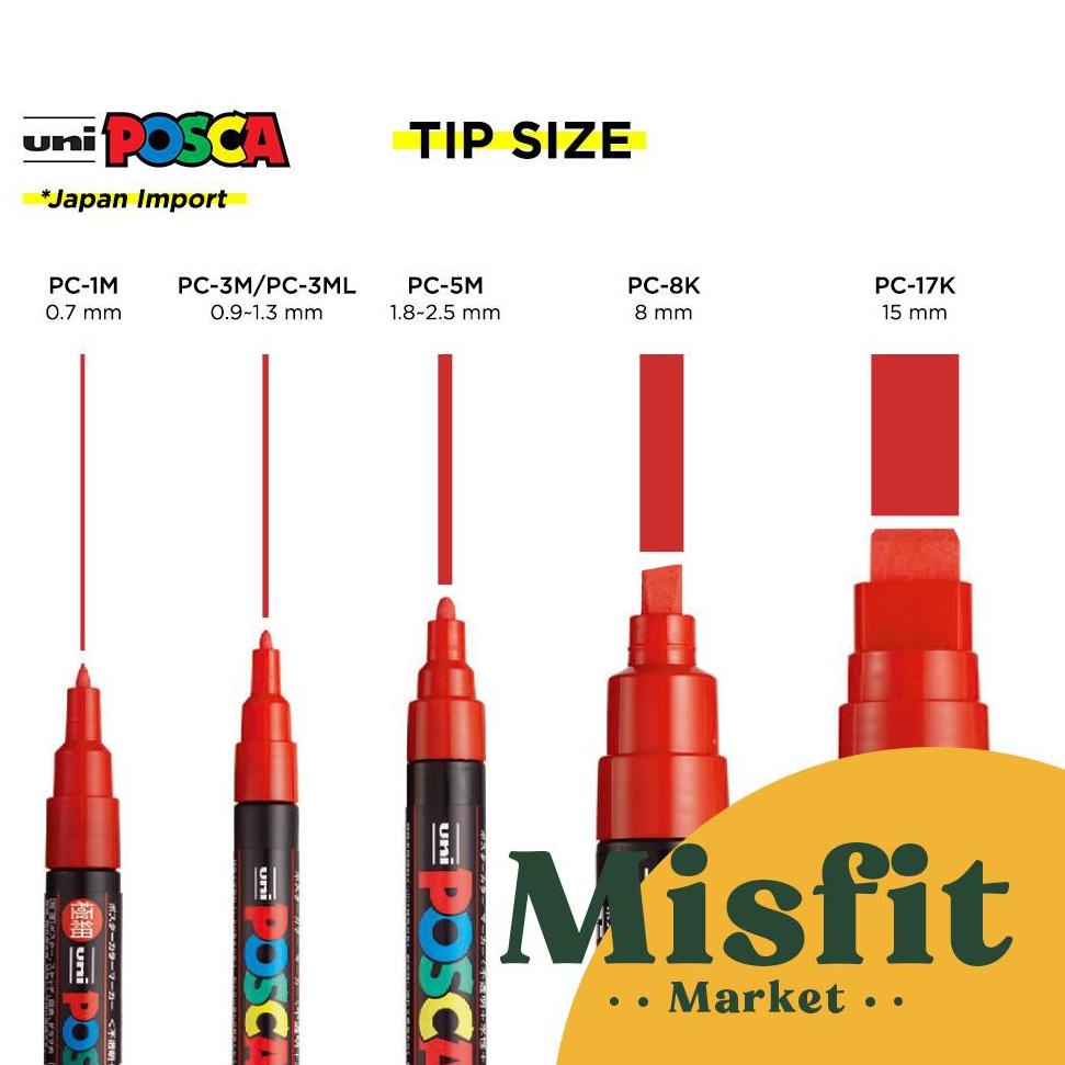 

[PRODUK KHLUR] UNI POSCA PC-5M Paint Marker (Medium Point) PC5M Spidol Warna Warni NTJ