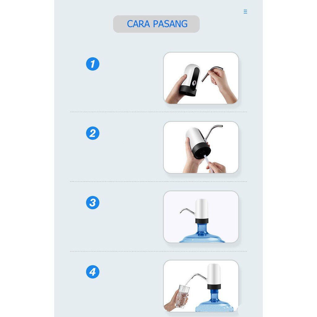 MM-136 Pompa Air Galon Listrik Portable Stainless USB Charger