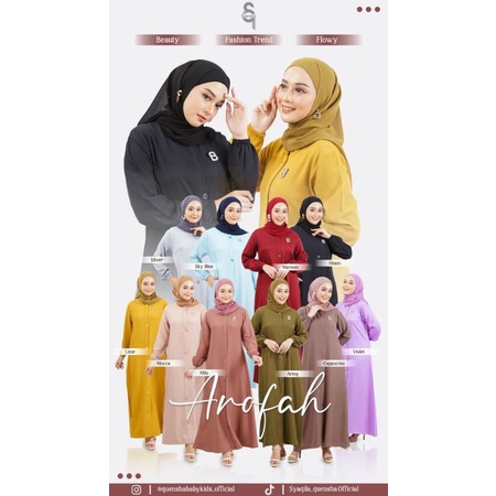 [ AROFAH ] By Quenshamom gamis polos cantik bahan shakila gamis daily dewasa distributor  quensha sa