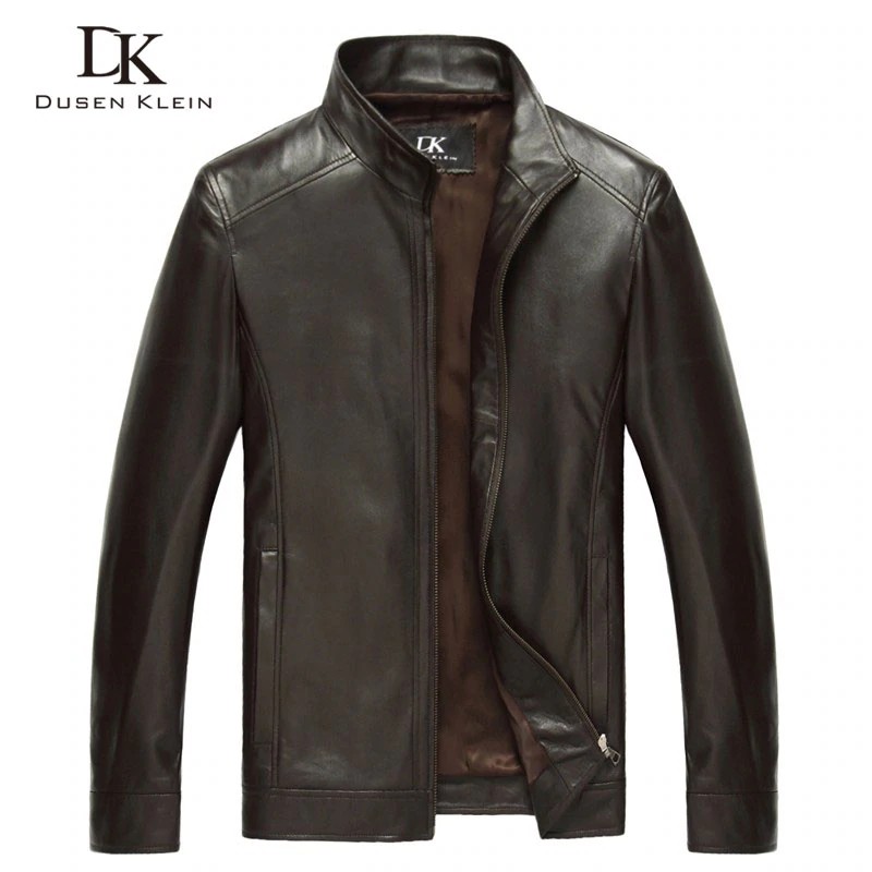 NEW [READY] Mewah Pria Asli Kulit Domba Jaket Kulit Merek Dusen Klein Pria Slim Designer Semi Kulit