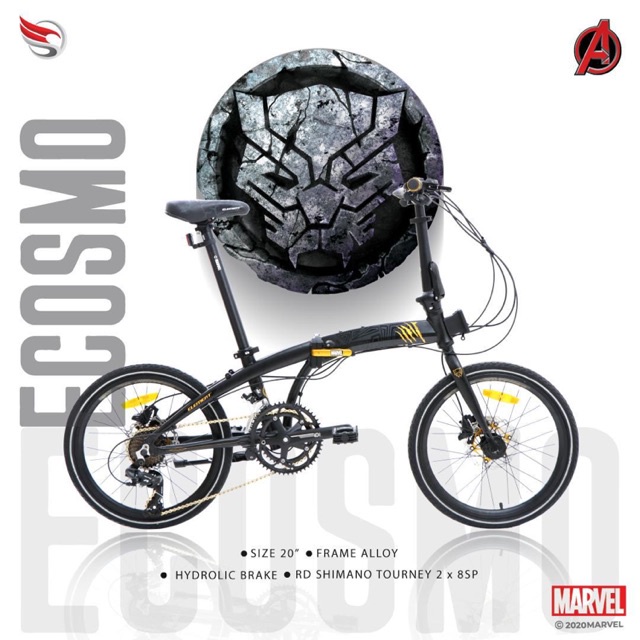 Sepeda Lipat 20 Element Ecosmo Z8 Edisi Black Panther