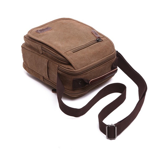 TAS SELEMPANG MULTIFUNGSI KANVAS KOMBINASI KULIT ASLI PRIA PREMIUM SOLID LEGUMS 9011 IMPORT