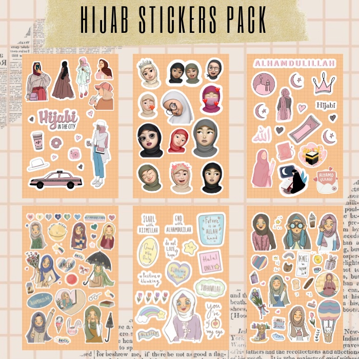 Hijab Girl Stickers Pack | stiker hijab | stiker tumblr | stiker aesthetic | stiker hp/laptop/jurnal