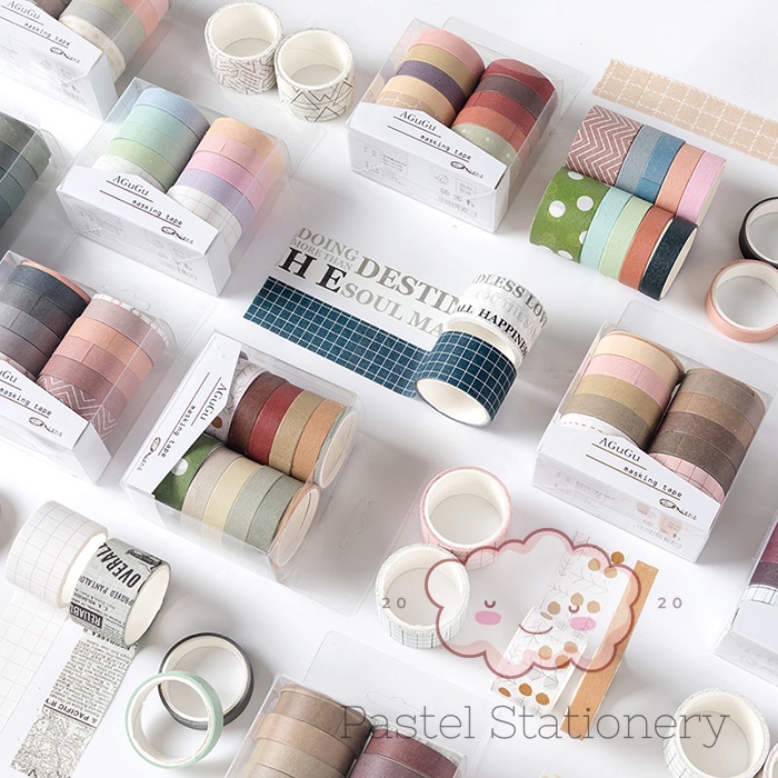 

Masking Tape Agugu Style Set 10 pcs - Washi Tape Solasi Kertas Lucu