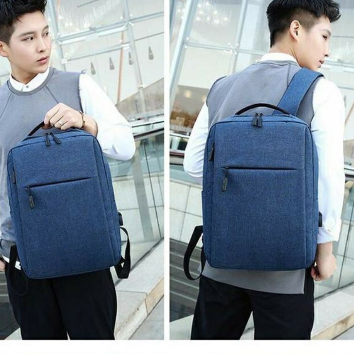 MOEZHA _Tas Punggung Ransel Sekolah Tas Backpack Polos Fashion Tas Gendong Ransel Pria Wanita Kanvas Backpack Fashion Korea Anti Maling Cewek Remaja Kekinian