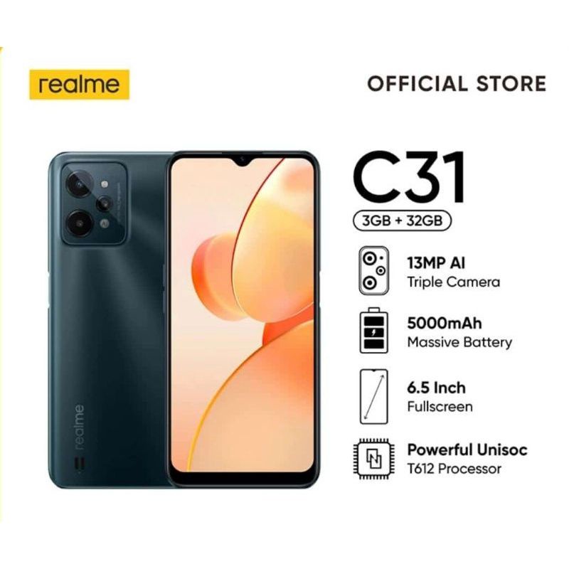 REALME C31 RAM 3/32 DAN C31 RAM 4/64  100% BARU SEGEL BERGARANSI RESMI REALME INDONESIA 1TH
