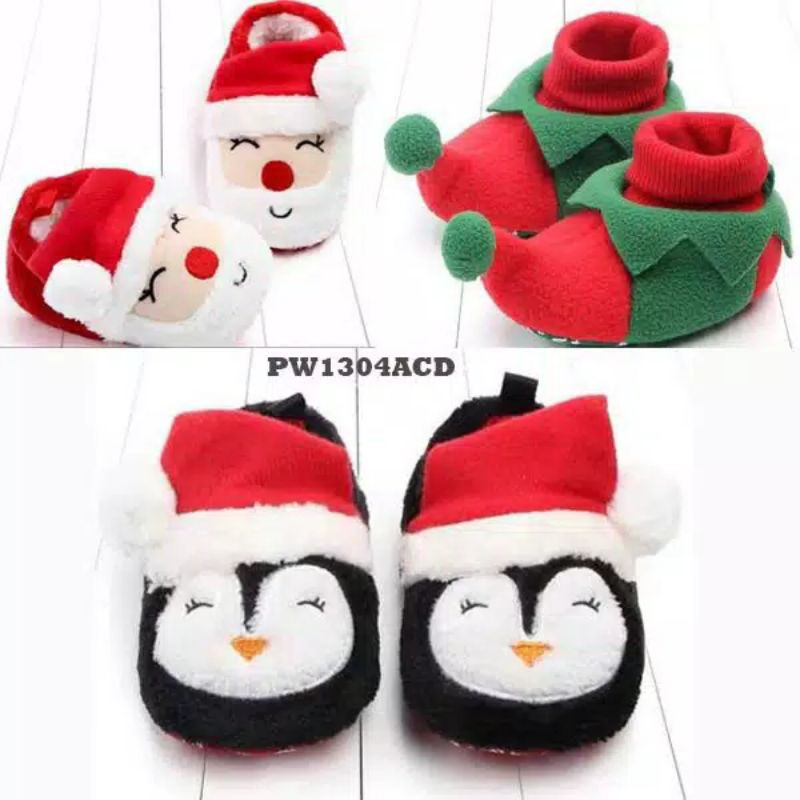 Sepatu Natal Anak Bayi balita - baby prewalker shoes christmas - sepatu santa clause