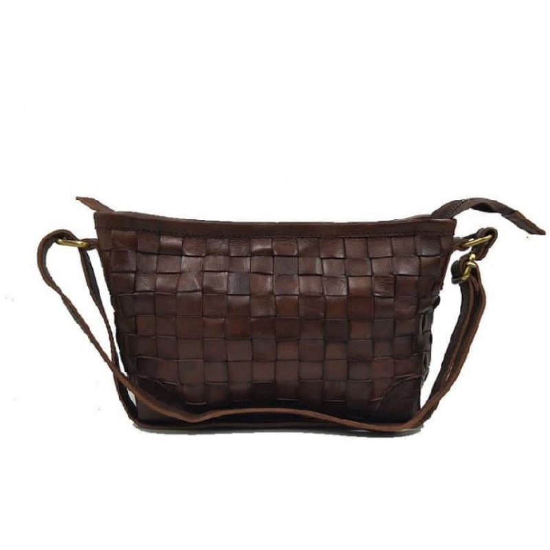 Tas selempang wanita anyaman kulit sapi asli