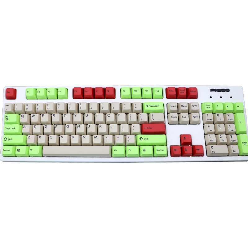 104pcs Keycap Keyboard Mekanik Oem Tinggi Pbt Bahan Karbon Warna Merah / Hijau / Abu-Abu Untuk Cherry Axis