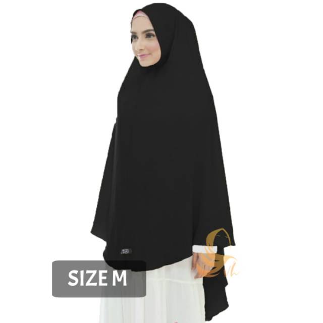 Khimar Nadira M Jetblack Tanpa Pet Jilbab Hitam Jumbo Hijab Syari Kerudung Instan by AFNA