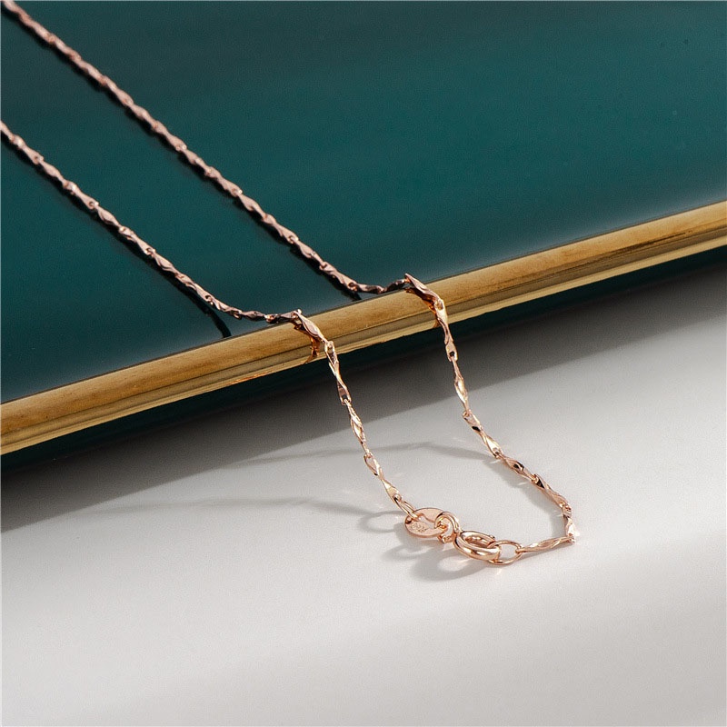 18K Rose-gold 7 gaya rantai 100% Nyata 925 rantai perak murni Desain Berbeda Disepuh Rose-Gold Kalung 40-45 cm 18K Emas Link Wanita di Korea Grosir sederhana