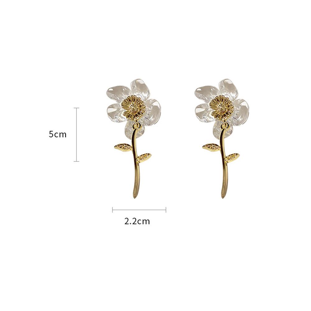 Needway  Personality Resin Earrings Trendy Flower Charms Transparent Stud Earrings Women New Sweet Geometric Temperament Acrylic Fashion Jewelry/Multicolor