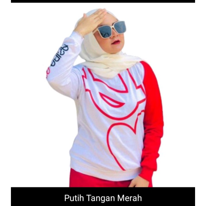 kaos hijab azira/kaos wanita lengan panjang kaos merah putih original
