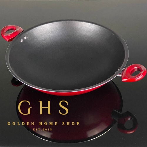 GHS - Wok Pan 30, 32, 36, 40 cm Kuali Teflon Anti Lengket Wajan Supra Penggorengan