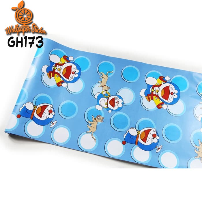 (PROMO COD) Wallpaper Stiker Dinding Motif Doraemon Bulat  Wallpaper Doraemon Bahan PVC Premium (SUDAH ADA LEM)