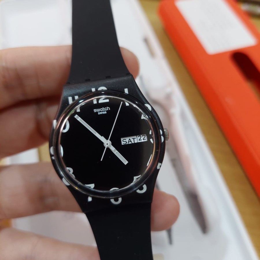 JAM TANGAN WANITA SWATCH GB757 OVER BLACK TERBARU ORIGINAL