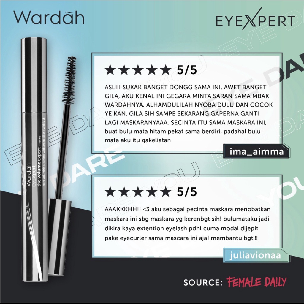 Wardah EyeXpert The Volume Expert Mascara - Mascara Waterproof Yang Melentikkan dan Menebalkan