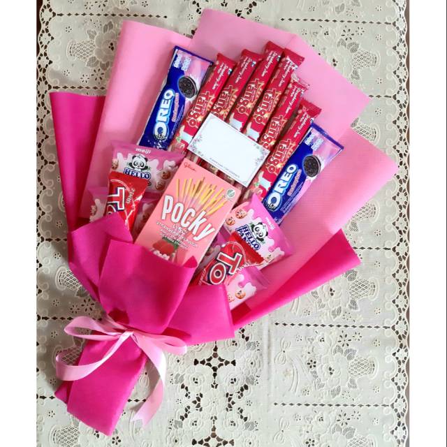 Jual Bucket Snack Pink Bucket Snack Murah Buket Snack Pocky Bucket Snack Cewek Buket Snack