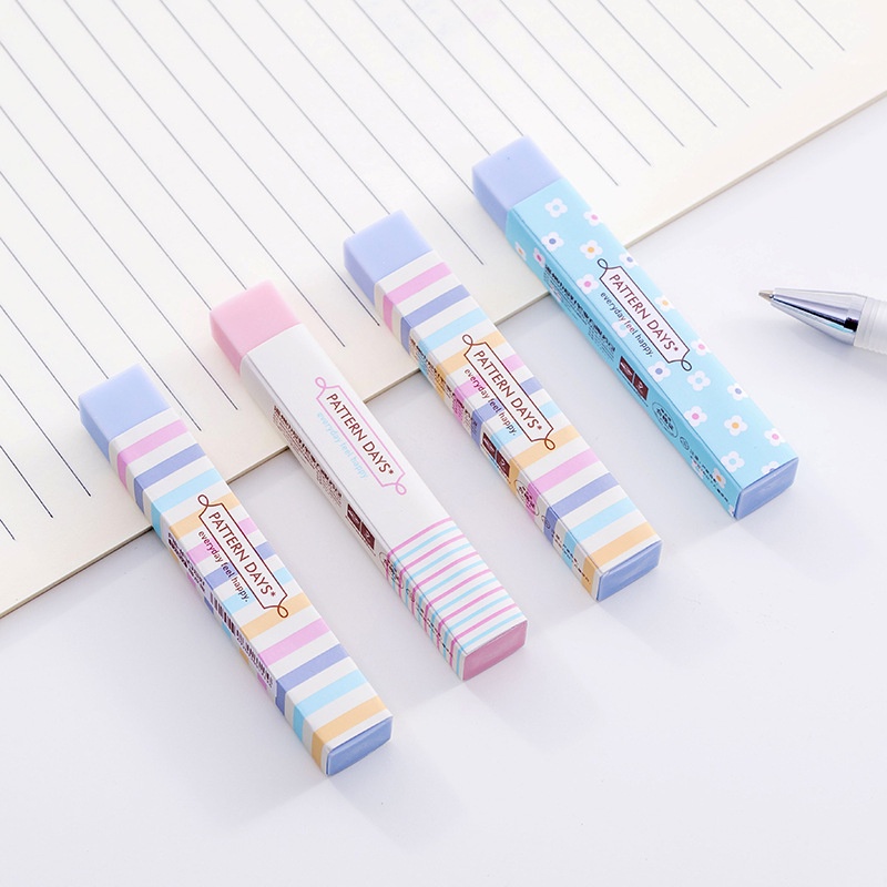 Penghapus Pensil Bahan Karet Warna Permen Motif Garis Untuk Stationery Sekolah / Kantor