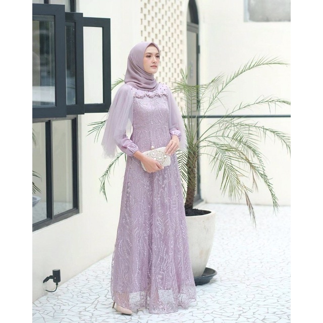 GAMIS LUNA DRESS BROKAT KOMBINASI/FASHION MUSLIM WANITA TERKINI
