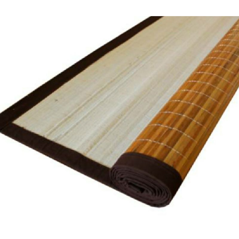 Tikar piknik/karpet rotan/lampit matras lipat coklat polos kalimantan