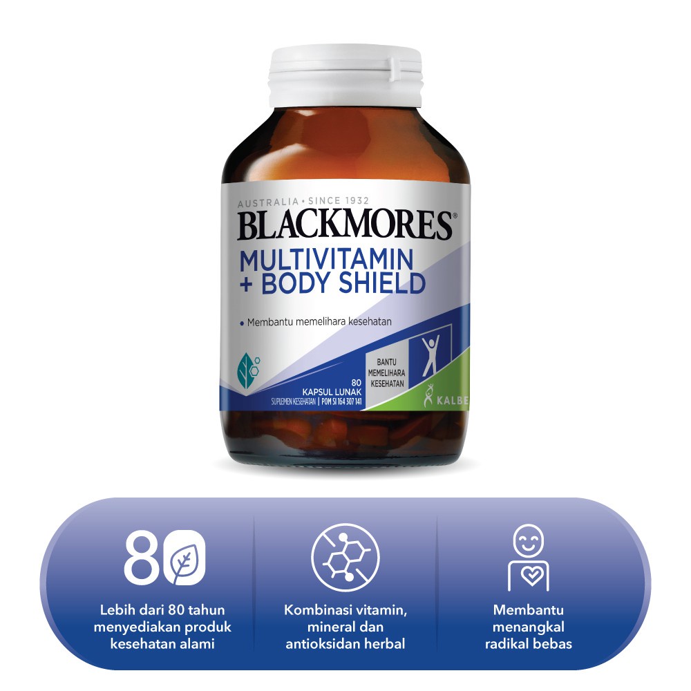 Blackmores Multivitamin + Body Shield - 30 &amp; 80 Kapsul (Sertakan Packing Tambahan - Baca Deskripsi)