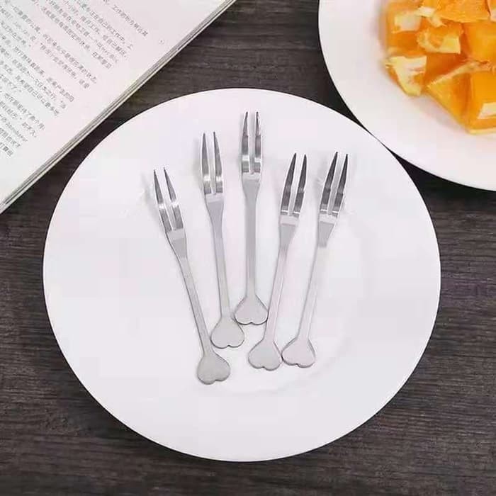 Garpu Kue Kecil Stainless Steel Dessert Fork isi 10 Pcs