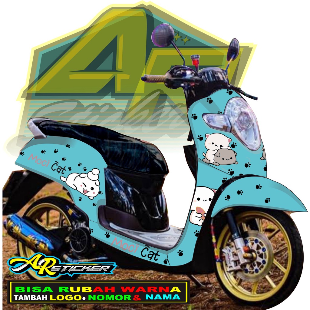 Decal Scoopy Cat Kucing Sticker / Stiker Scoopy Full Body Decal Scoopy full body Full Blok Decal Fi 