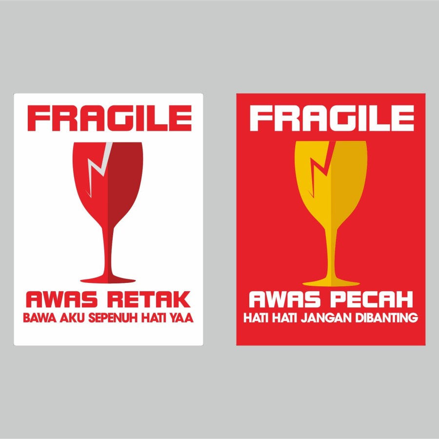 

stiker fragile handle with care awas pecah hati hati uk. 8x6cm