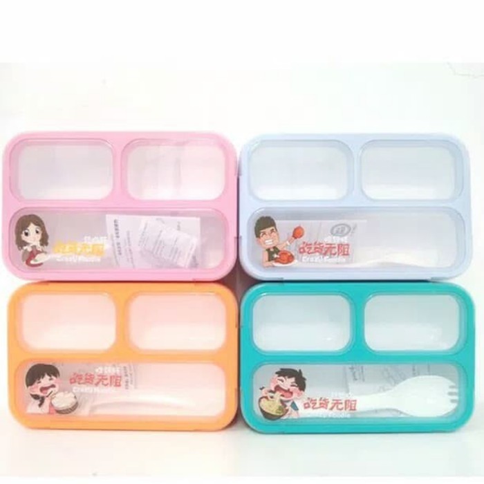 (ACC) 606 Yooyee Kotak Makankotak Bekal Yooyee 3 Sekat - Biru Muda